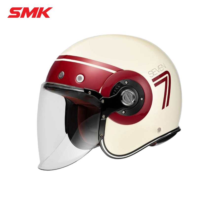 SMK 레트로 제트 세븐 화이트 레드 오토바이 오픈페이스 헬멧