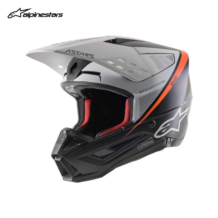 알파인스타 SM5 레이온 무광블랙 형광오렌지 오토바이 오프로드 헬멧