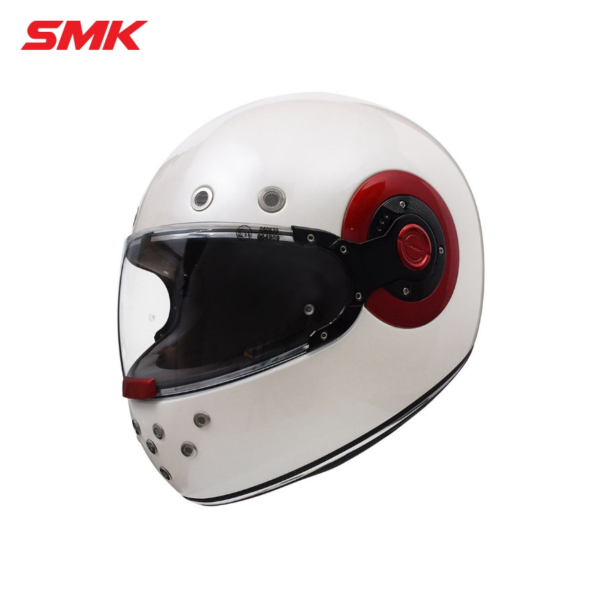 SMK 레트로 풀페이스 펄 화이트 오토바이 클래식헬멧