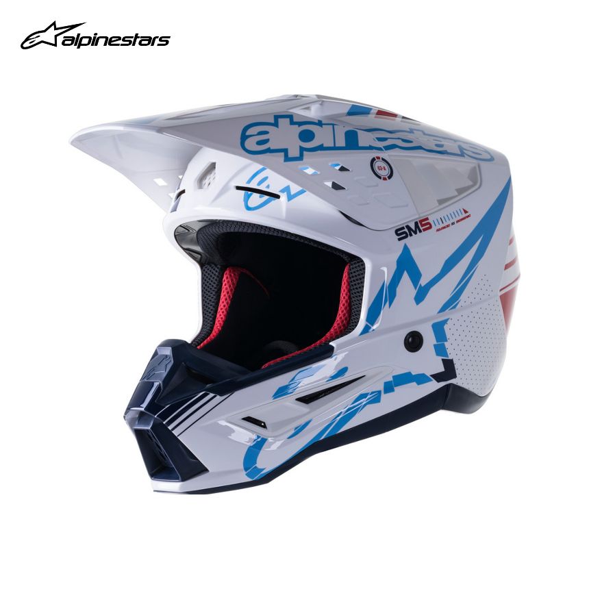 알파인스타 SM5 액션 화이트 시안 블루 오토바이 오프로드 헬멧