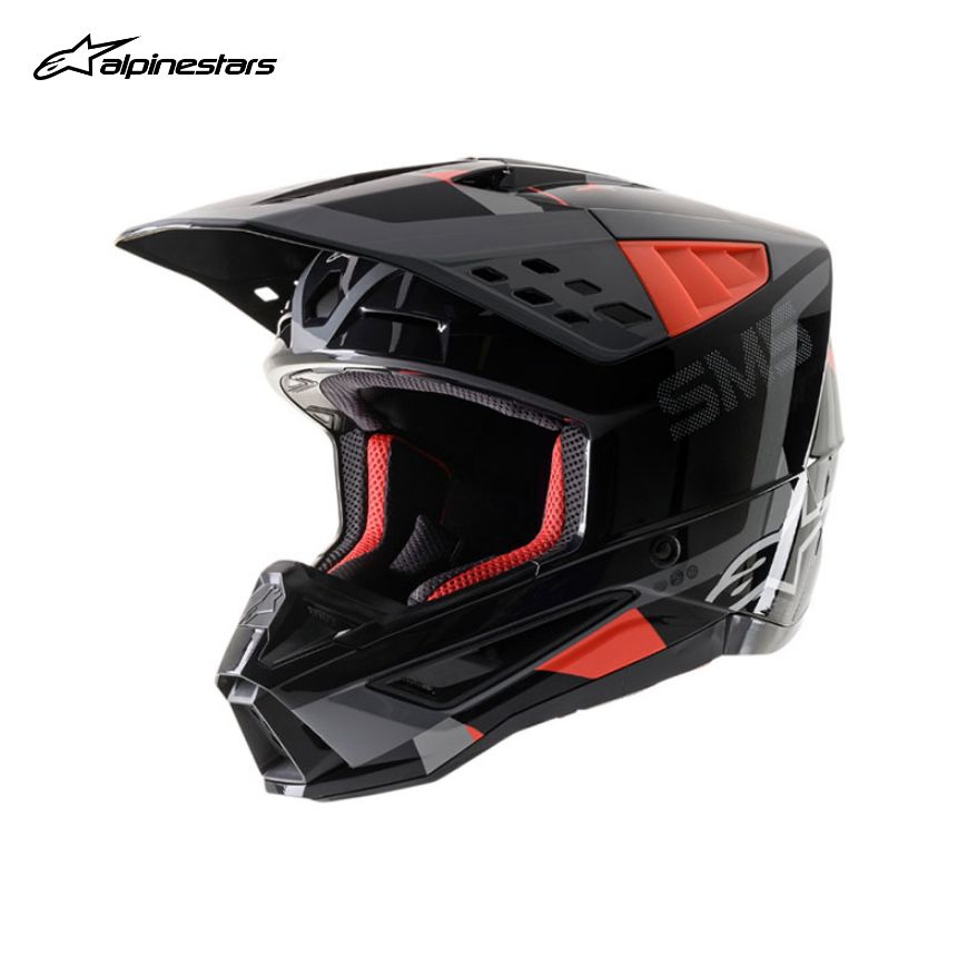 알파인스타 SM5 로버 앤트러사이트 형광레드 카모 오토바이 오프로드 헬멧